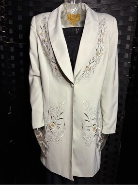 Sage Cream Embroidered Women's Blazer Jacket
